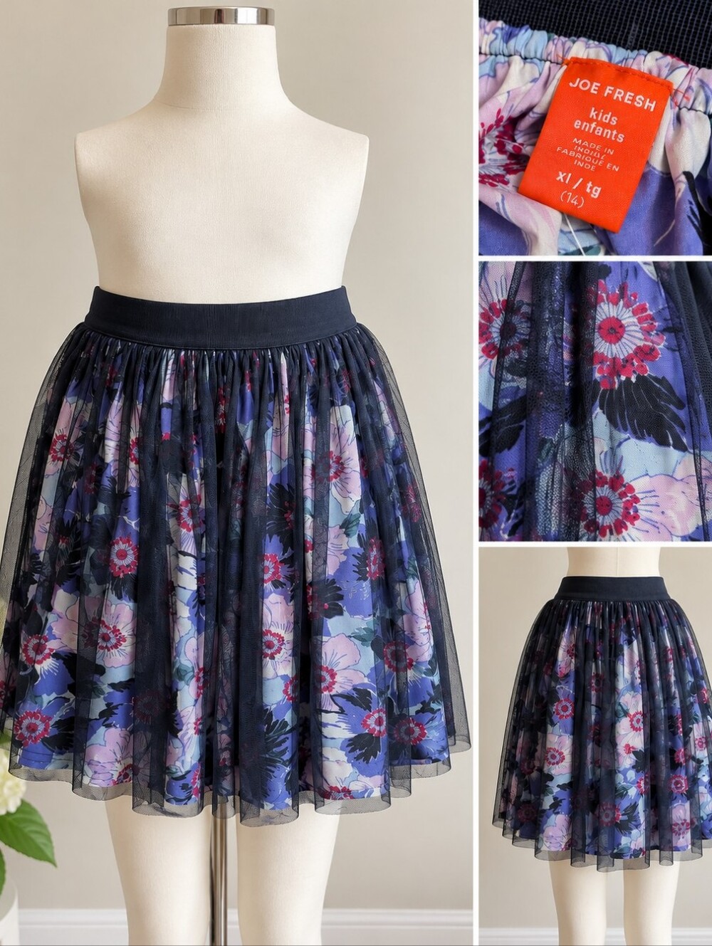 Joe Fresh Girls Floral Tulle Skirt – Size XL (14)